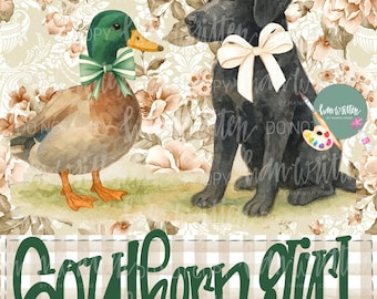 Südliches Mädchen Land Mädchen png Design Ente Stockente Black Lab Faux Appliqué Faux gestickter Bogen Kokette