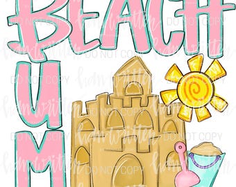 Beach Bum Kids Tee Sand Castle Beach Tee PNG Design for Sublimation DTF Design Summer Tee Shirt