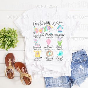 Gott sagt, ich bin | Gott sagt, ich bin Frühling | Gott sagt, ich bin Ostern png Design | Ostern-Shirt Motiv | Bibel Vers Design | Niedliche Mädchen Frühling Design