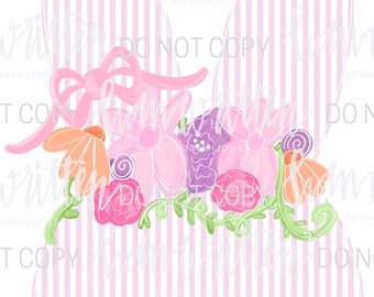 Cute Easter PNG | Cute Floral Design | Seersucker Easter | Watercolor Bunny