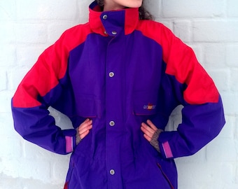 Vintage CATMANDOO Ski Jacket: 90s Purple & Red Winter Parka (L/XL)