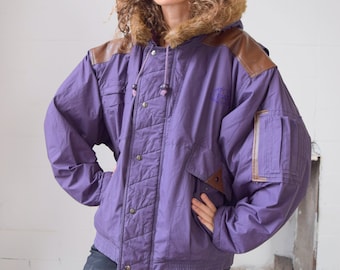 Vintage Purple Ski Jacket: 80s Oversize Winter Parka