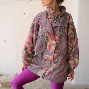 Oversized winter ski jacket, 80s winter wear, 90s windbreaker, snowboard jacket, Winter sport jacket, purple Women&#39;s ski jacket, S/M