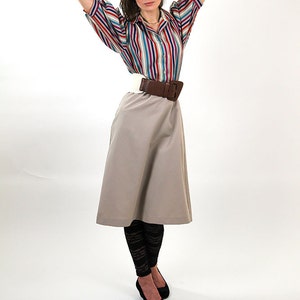 Striped colorful vintage dress, women midi dress, summer fashion, 80s fashion size L, 12