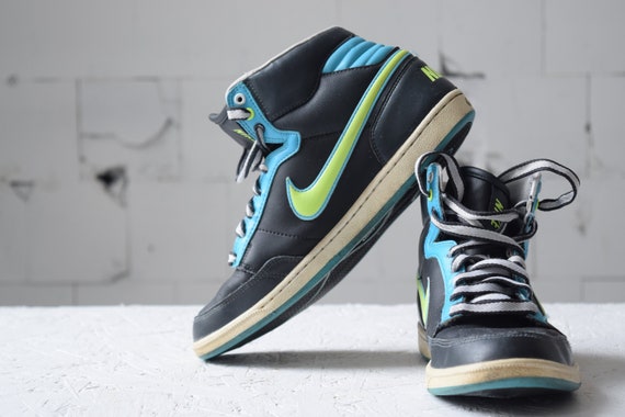 neon blue nike high tops