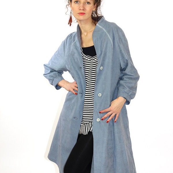 Grey vintage coat, spring coat, women overcoat, grey jacket, trench coat, midi coat, S/M, 38, 80s coat