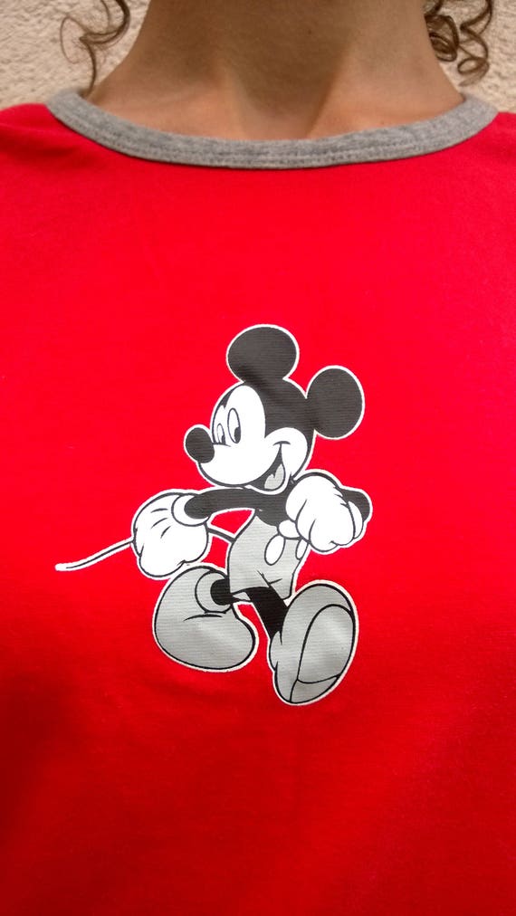 Vintage Disney Shirt, Mickey Mouse Tank Top, Red Sleeveless