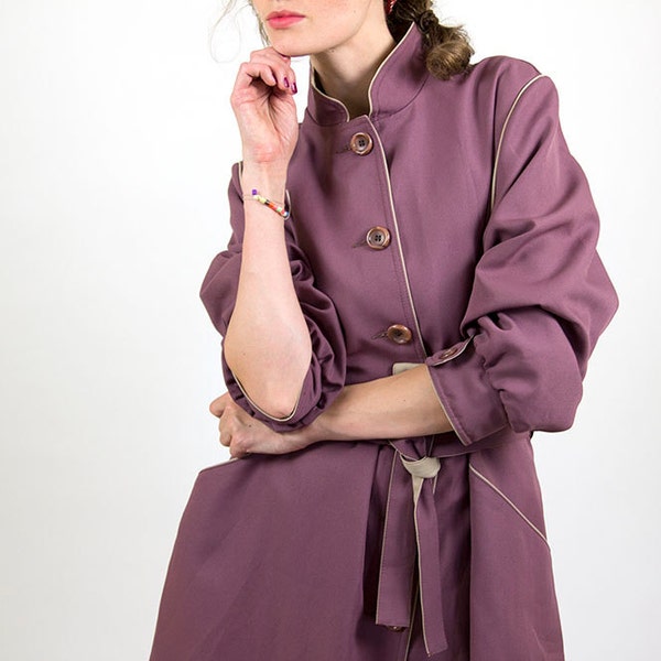 Soviet vintage coat, purple coat, trench coat, spring coat, women jacket, women coat, M, 38