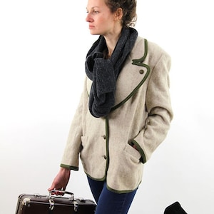 ITALIAN wool blazer, women&#39;s blazer jacket, beige overcoat, 70s blazer, women&#39;s coat, vintage 80s blazer,  pure wool jacket, Women&#39;s size L