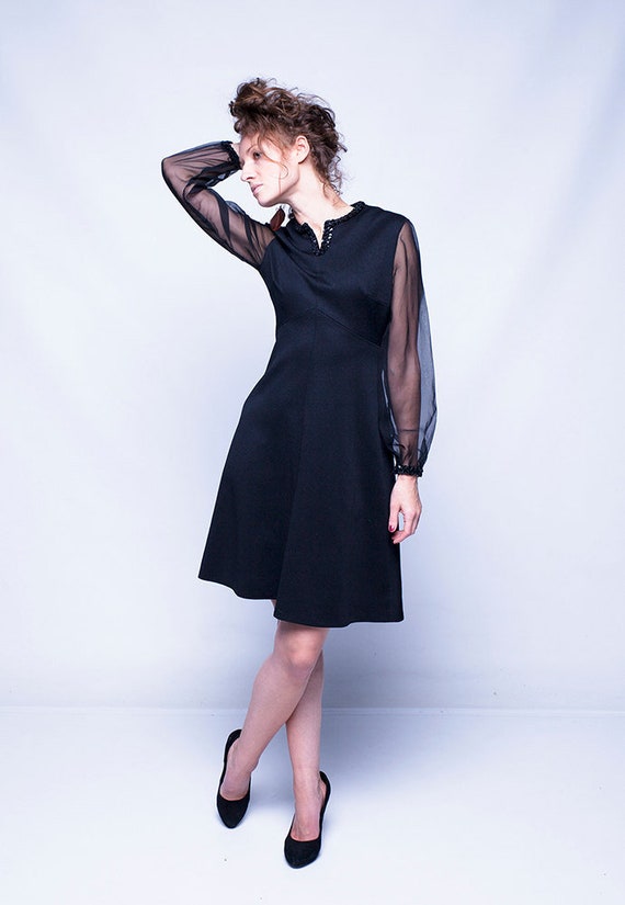 Vintage Black Midi Dress: 70s Lace Long Sleeve Dress, Size M - Etsy Ireland Vintage Black Midi Dress: 70s Lace Long Sleeve Dress, Size M - Etsy Ireland