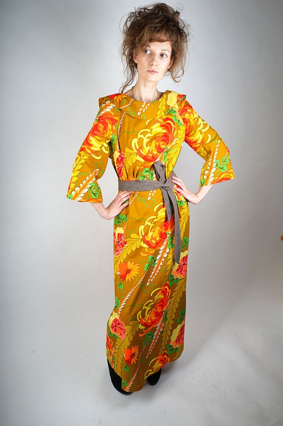 hawaiian long sleeve dress Hawaiian Muumuu Ohia Lehua Long Flare Dress