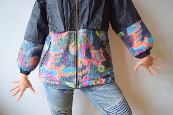Vintage ski jacket, Women snow jacket, Colorblock