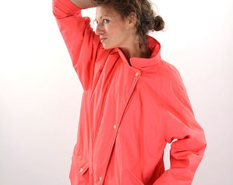 Orange windbreaker, women jacket, vintage bomber jacket, neon tracksuit, M, 38, 10, medium.