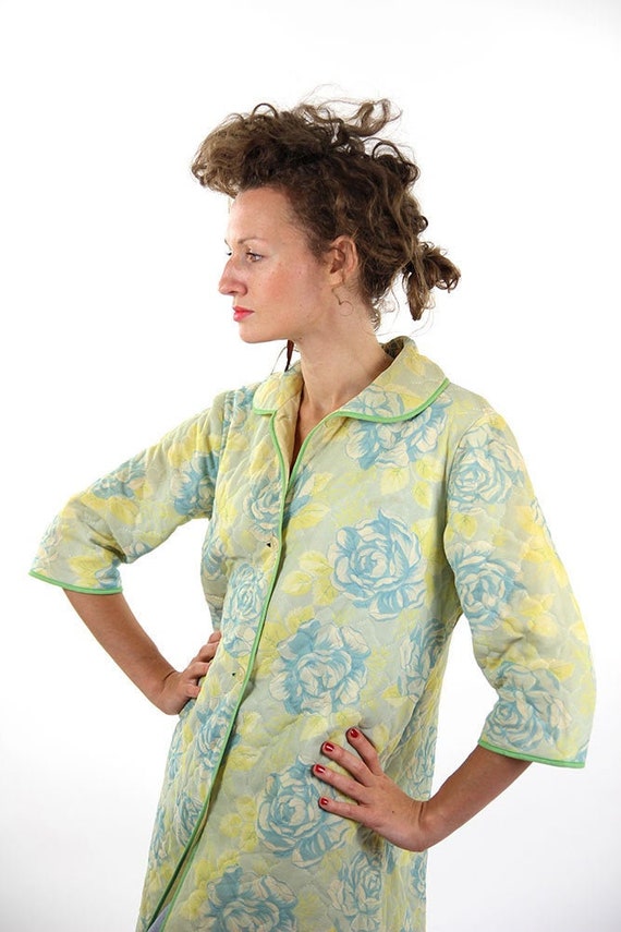 Floral spring coat, women coat, yellow women coat,