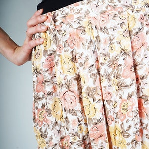 Vintage floral skirt, broomstick long skirt, women summer skirt, pink day skirt, boho maxi skirt, festival hippie skirt, size S/M