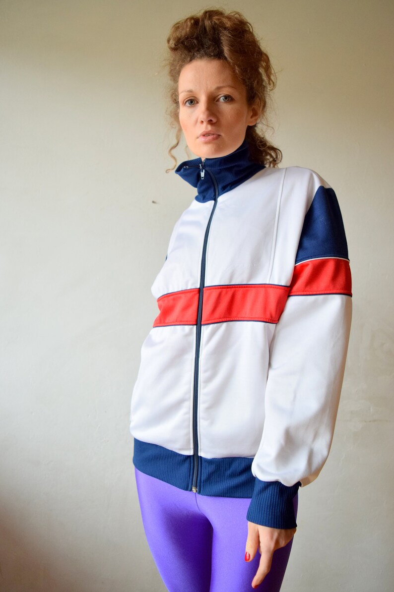 White vintage workout jacket Women running jacket Men Etsy