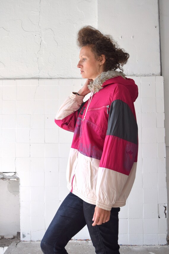 Vintage parka ski jacket Neon pink 80s winter jacke… Gem