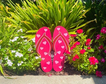 Decorative Wooden Flip Flop Yard Art, Gift For Her