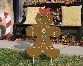 Gingerbread Girl Engrave Holiday Yard Art
