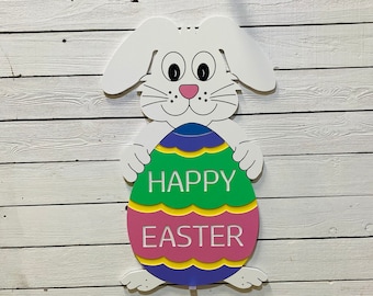Engraved Easter Bunny Decor, Spring Outdoor Sign