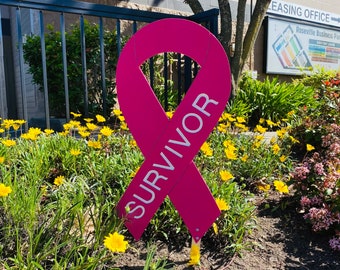 Ribbon For A Cause Survivor Sign – Awareness Ribbon Wood Sign, Survivor Gift, Yard Decor