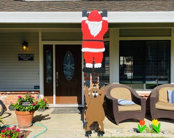 Santa Falling Off The Roof, Christmas Outdoor Yard Art