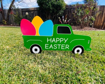 Happy Easter Vintage Truck, Easter Egg Springtime Decoration