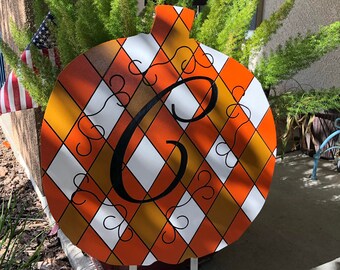 Thanksgiving Engraved Monogramed Pumpkin for Fall Decor