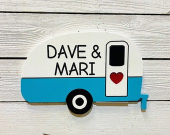 Retro Camping Trailer Sign Wood Camping Decoration Personalized