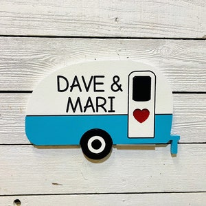 Retro Camping Trailer Sign Wood Camping Decoration Personalized