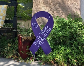 Ribbon For A Cause, Overdose Awareness, Engraved Wood Outdoor Sign