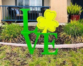St Patrick's Day LOVE Wood Sign for the Yard