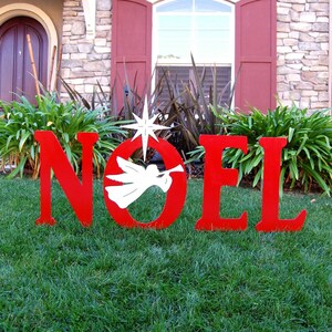 Noel With Christmas Trumpeting Angel Outdoor Holiday Yard Art Sign