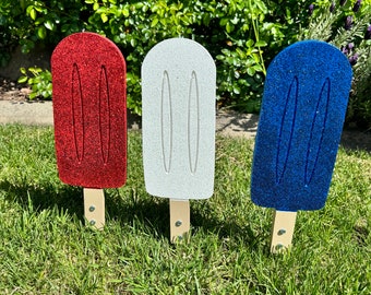 Set of 3 Red, White and Blue Popsicles