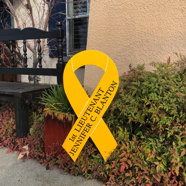 Military Yellow Ribbon/Personalized Wood Sign/ Engraved Wood Sign/Support Our Troops