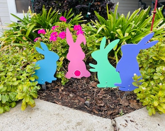 Easter Bunny Silhouettes Garden Wood Signs, Easter Decoration