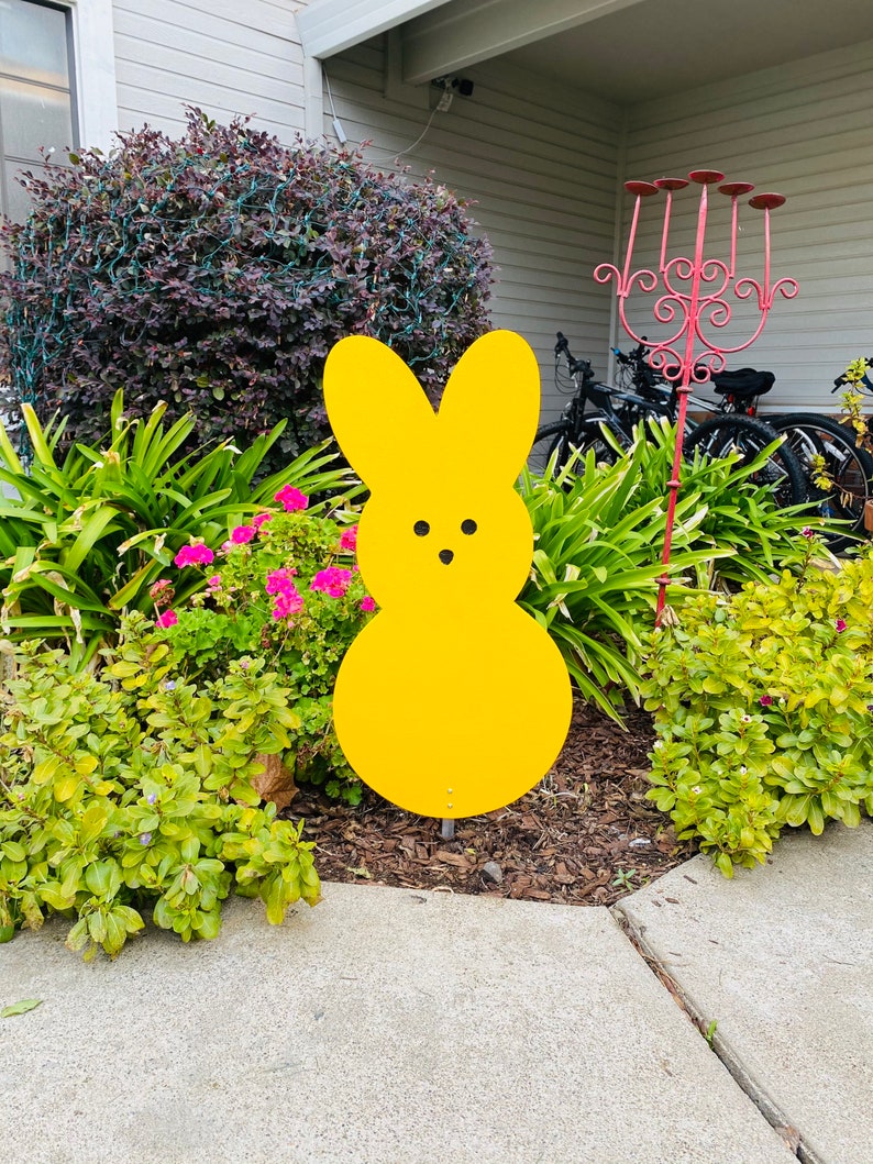 Large Yellow Easter Bunny Peep Lawn Decoration Wood Sign Etsy