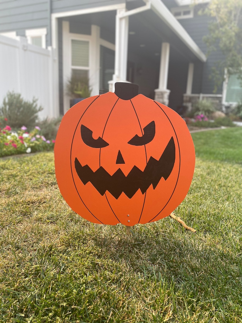 Halloween Pumpkin Wooden Lawn Halloween Decoration Large Yard Etsy