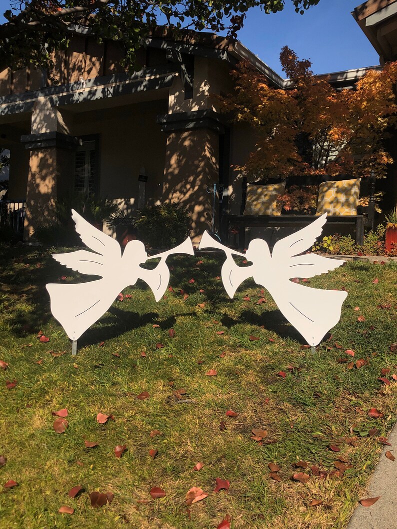 Trumpeting Angel Set of Two Large Outdoor Holiday Christmas Etsy