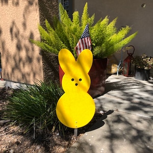 Letrero de madera mediano con forma de conejito de Pascua, decoración de Pascua