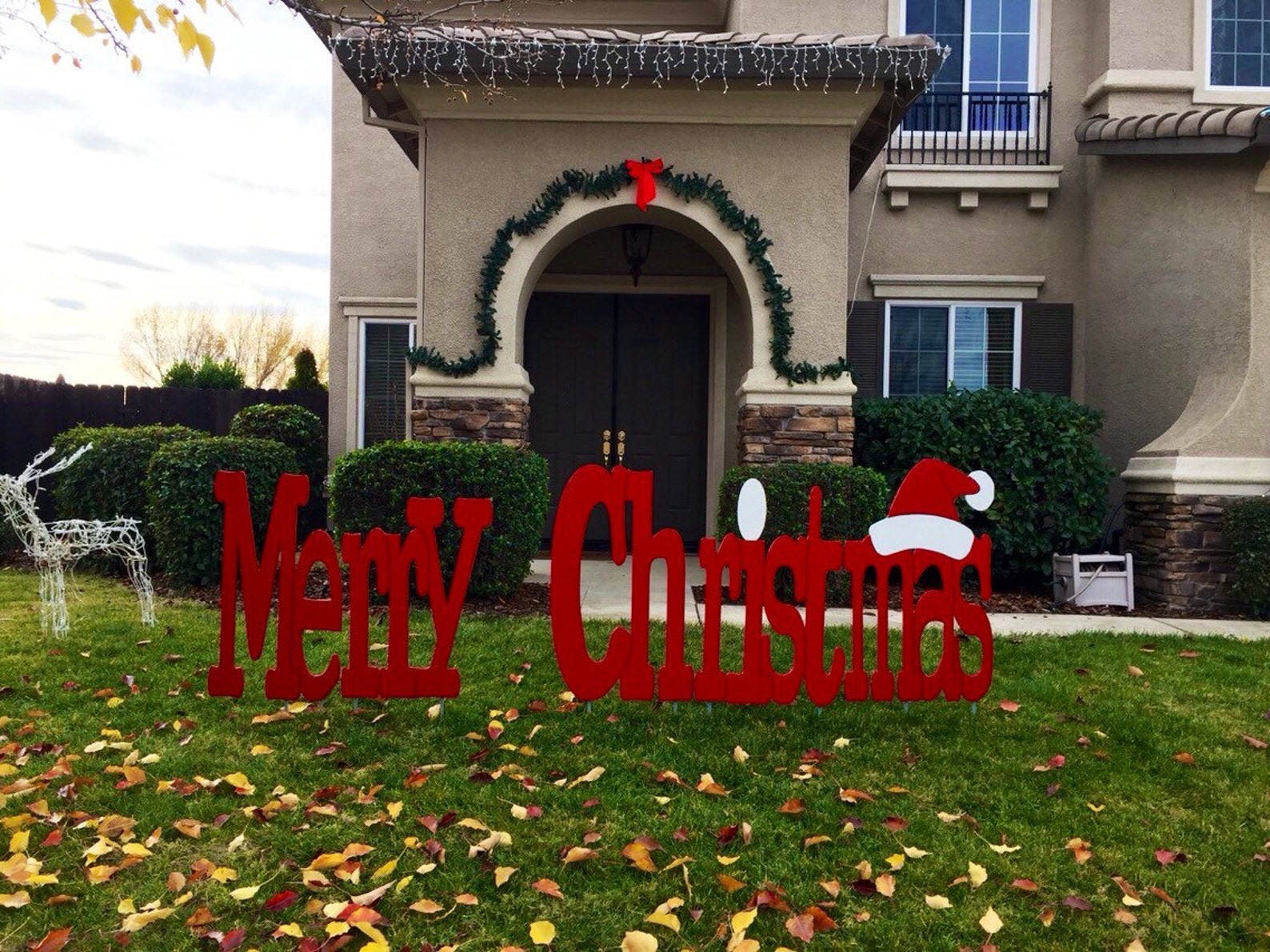 Merry Christmas Outdoor Holiday Yard Art Sign Large Etsy