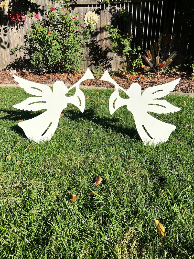 Trumpeting Angel Set of Two Large Outdoor Holiday Christmas Etsy