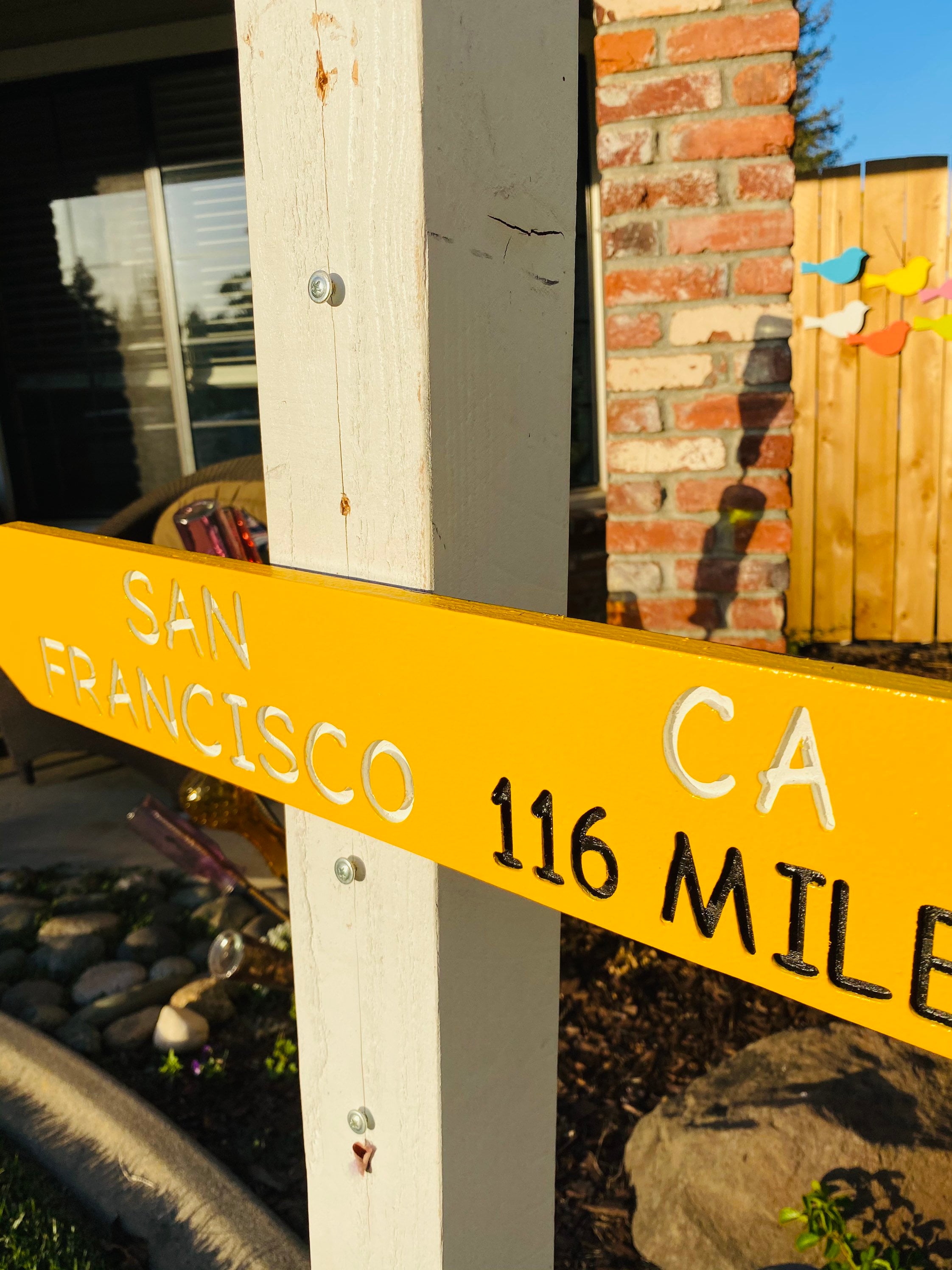Directional Wood Engraved Arrow Sign – Custom Location and Mileage Sign ...