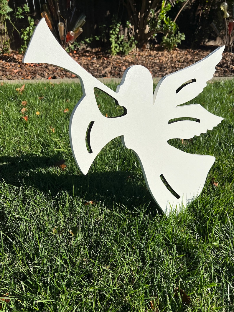 Trumpeting Angel Set of Two Large Outdoor Holiday Christmas Etsy