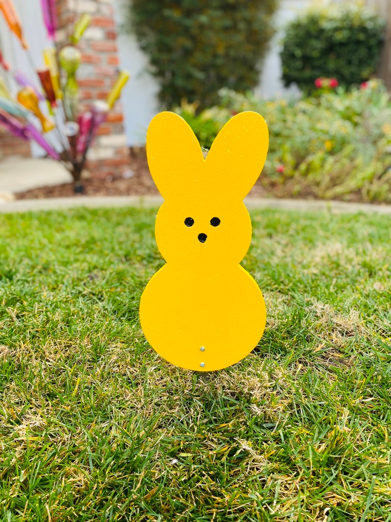 Easter Bunny Peep Wood Candy Signs, Easter Yard Art Decoration image 3