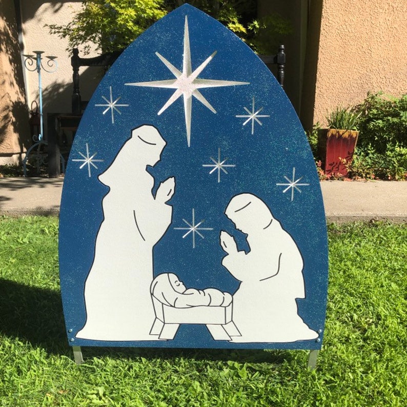 Nativity Scene with Baby Jesus Mary and Joseph Yard Art Etsy