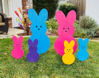 Easter Peep Bunny Family Lawn Display, Spring Decor