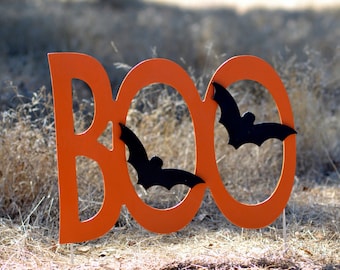 Halloween Boo With Bats Wood Yard Sign