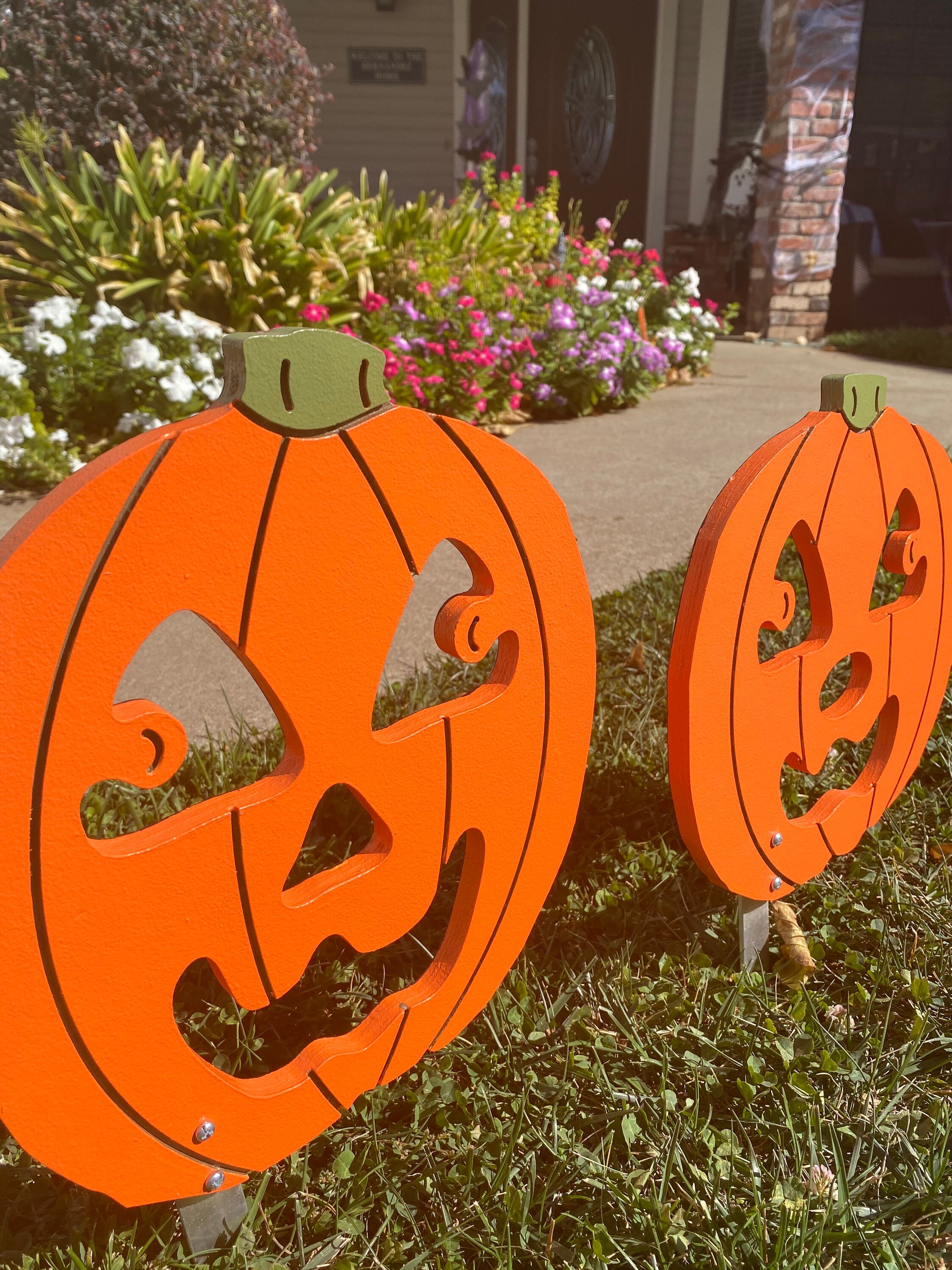 Halloween Wood Pumpkins set of 2 Halloween Pumpkins Etsy
