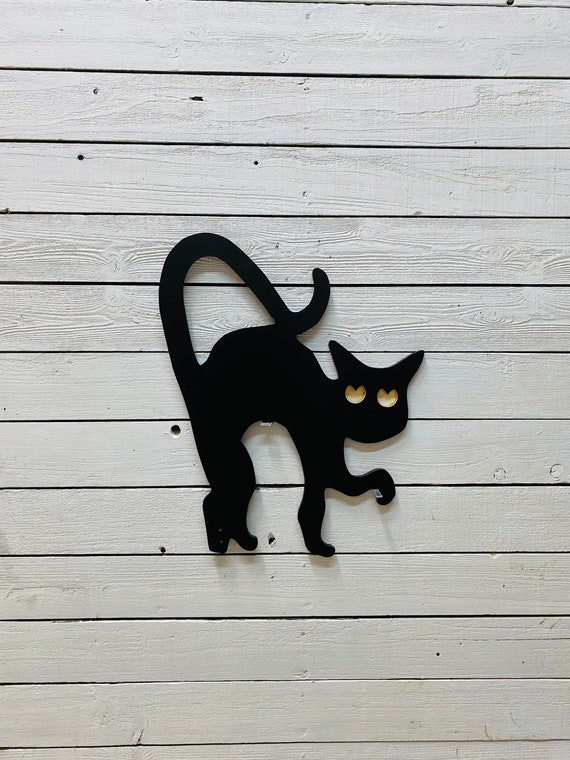 Halloween Black Cat wall art Scaredy Cat Wall Decor 2d animal